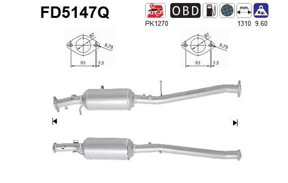 Filtre à particules AS FD5147Q AS FD5147Q Filtre d'échappement FORD RANGER 2004