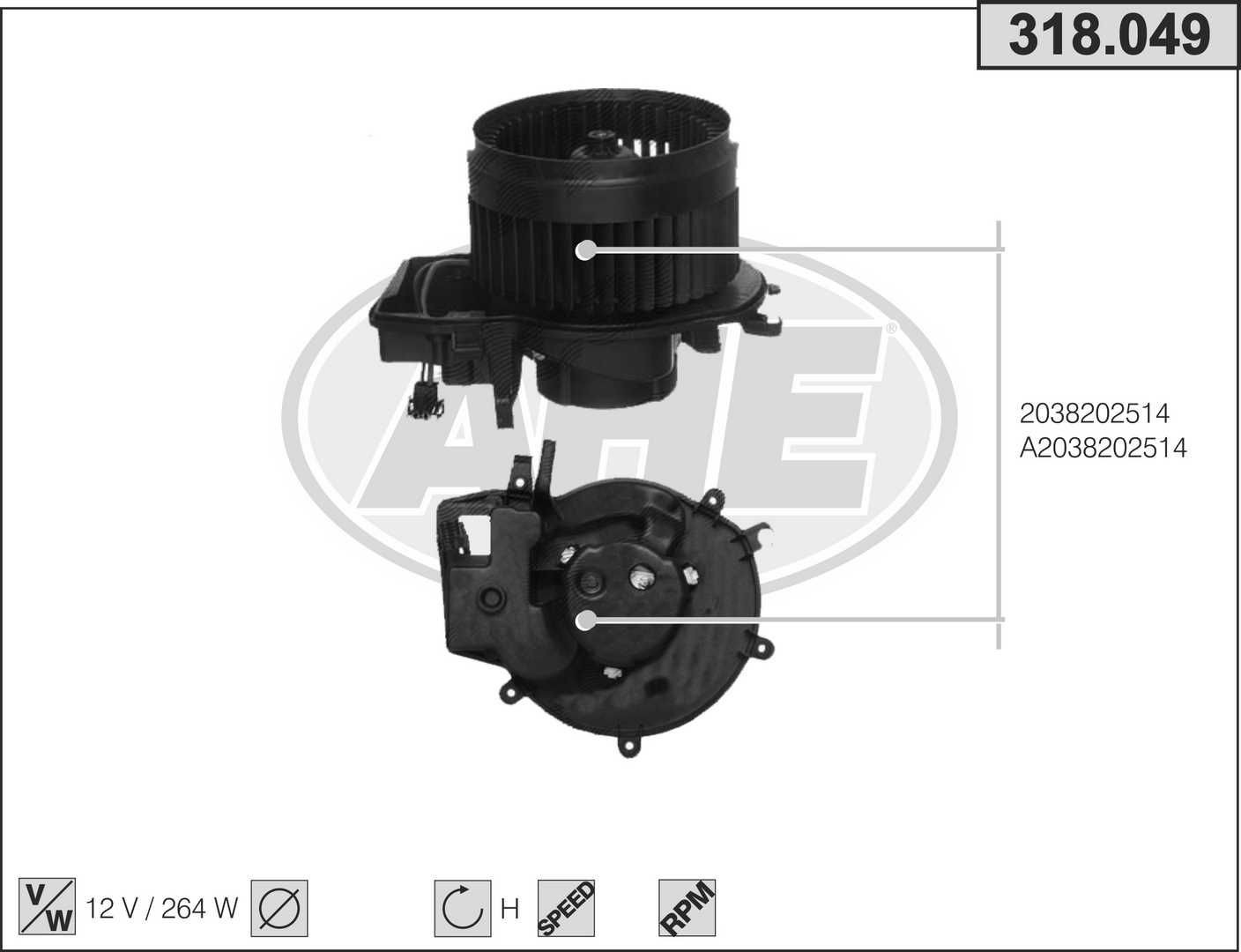 AHE Kjølevifte 318.049 318.049 Radiatorvifte MERCEDES-BENZ GLK AHE