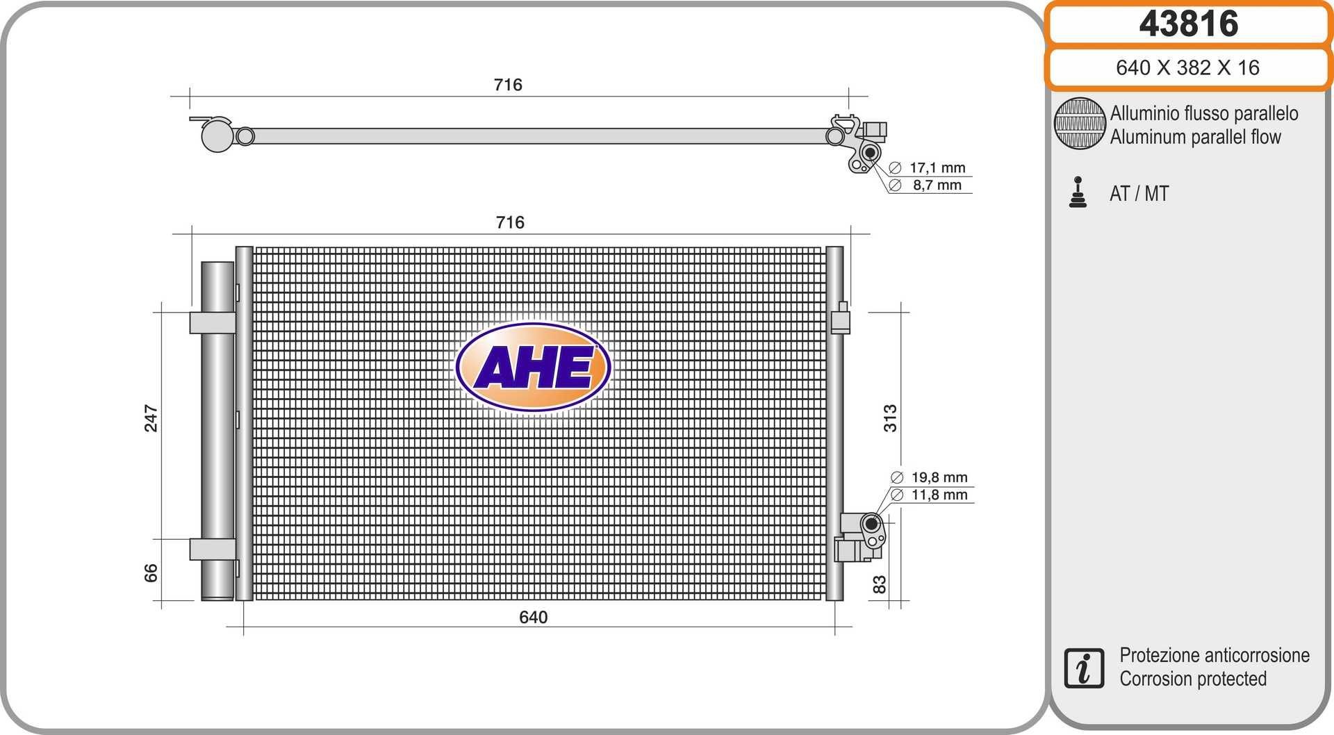 AHE Kondensator, klimaanlegg 43816 43816 Ac kondenser BMW X6 AHE