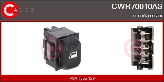 CASCO Interruptor, elevadores dos vidros CWR70010AS CWR70010AS Botão de vidro elétrico PEUGEOT 107 CASCO