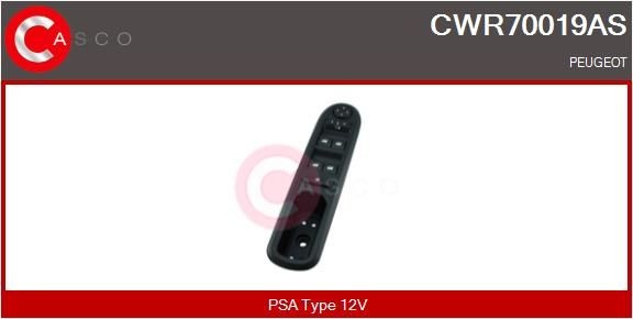 CASCO Slēdzis, Stikla pacēlājmehānisms CWR70019AS CASCO CWR70019AS Stikla pacēlāja slēdzis Peugeot 407 6D par izdevīgu cenu