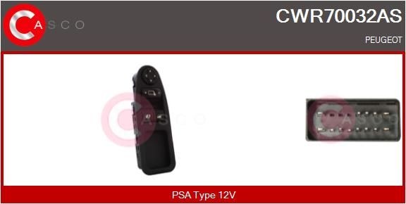 Διακόπτης, γρύλος παραθύρου CASCO CWR70032AS CASCO CWR70032AS Διακόπτες ηλεκτρικών παραθύρων αυτοκινήτων PEUGEOT EXPERT 2009
