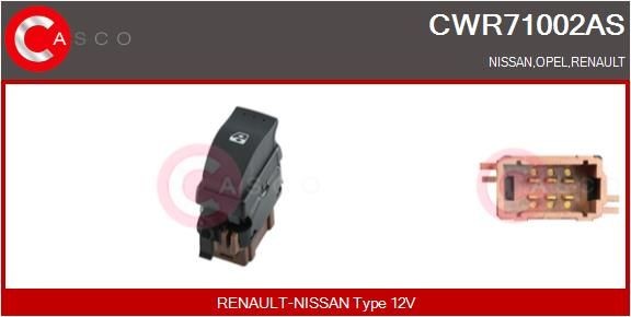 CASCO Interruttore, Alzacristallo CWR71002AS prezzo Pulsante alzacristalli Nissan R20 CWR71002AS CASCO