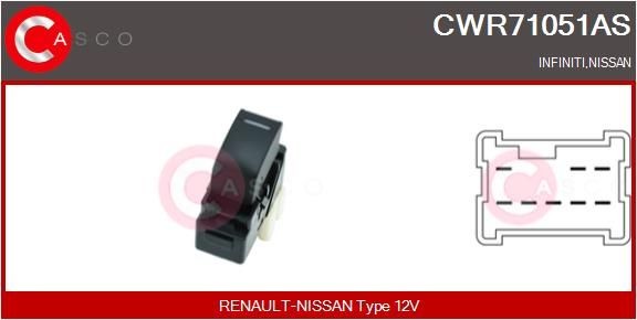 Interruptor, elevadores dos vidros CASCO CWR71051AS CASCO CWR71051AS Interruptor de vidro elétrico NISSAN ALMERA 2015