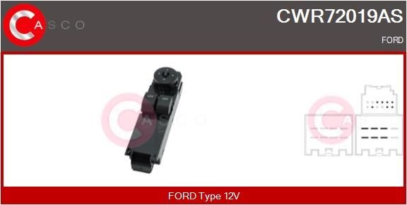 CASCO Lüliti, aknatõstuk CWR72019AS CASCO CWR72019AS Klaasitõstuki lüliti Ford Transit Connect MK2 odav