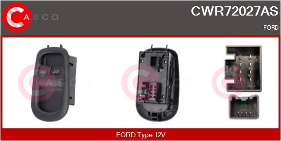 CASCO Διακόπτης, γρύλος παραθύρου CWR72027AS Διακόπτες ηλεκτρικών παραθύρων αυτοκινήτων Ford B5Y CWR72027AS CASCO
