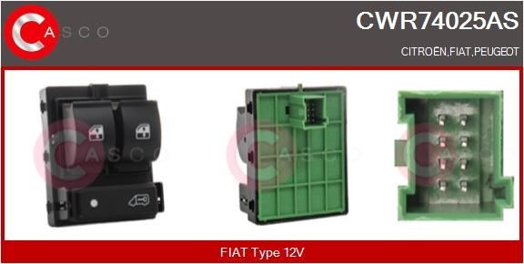 CASCO Slēdzis, Stikla pacēlājmehānisms CWR74025AS CASCO CWR74025AS Slēdzis stikla pacēlājmehānisms Peugeot Boxer 250 Van lēti