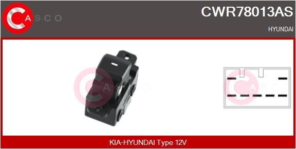 CASCO Lüliti, aknatõstuk CWR78013AS CASCO CWR78013AS Lüliti, aknatõstuk HYUNDAI i30 II Hatchback (GD) 1.4 99 hj 2015