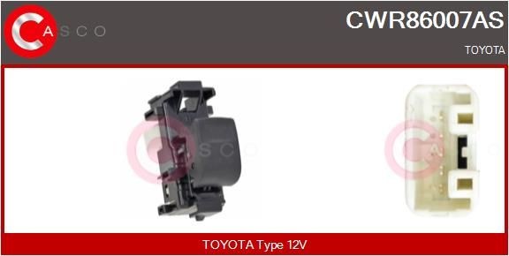 Bryter, vindusheis CASCO CWR86007AS CASCO CWR86007AS Vindusheisbryter TOYOTA AYGO 2009