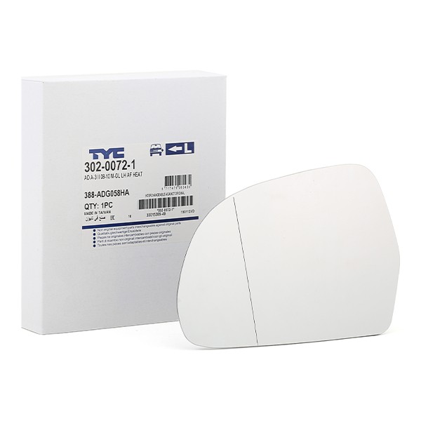 TYC Spoguļstikls, Ārējais atpakaļskata spogulis 302-0072-1 TYC 302-0072-1 Spoguļstikls Audi A5 8ta lēti