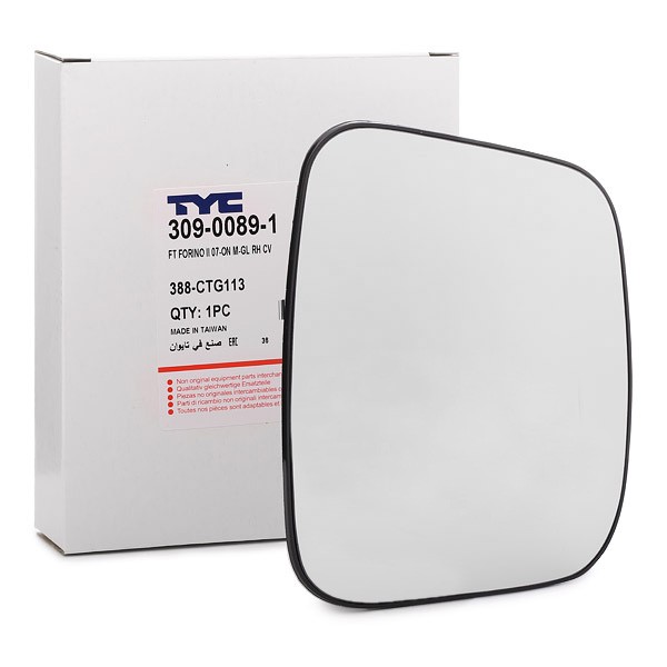 TYC Mirror Glass, outside mirror 309-0089-1 TYC 309-0089-1 Fiat Qubo wing mirror replacement cost