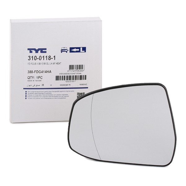 Mirror Glass, outside mirror TYC 310-0118-1 TYC 310-0118-1 2006 FORD RANGER glass for wing mirror replacement