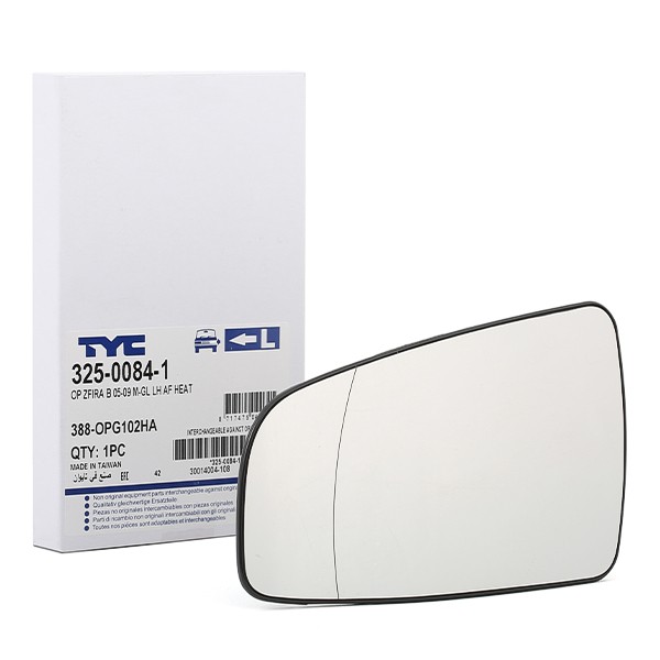 TYC Spoguļstikls, Ārējais atpakaļskata spogulis 325-0084-1 Spoguļstikls TYC CORSA 325-0084-1 lēti