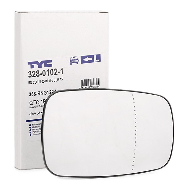 Vidro de espelho, espelho retrovisor exterior TYC 328-0102-1 TYC 328-0102-1: Espelho retrovisor Renault GRAND SCÉNIC 2005