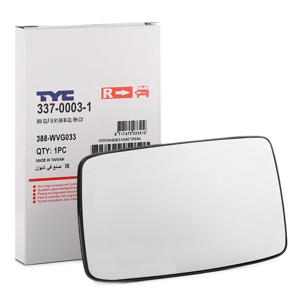 Miroir de rétroviseur TYC 337-0003-1 TYC 337-0003-1: Rétroviseurs Volkswagen VENTO 2021