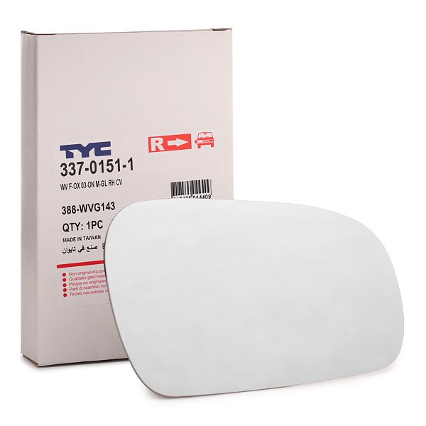 TYC Speilglass, ytterspeil 337-0151-1 TYC 337-0151-1 Sidespeilglass VW Fox 5z1 til en fordelagtig pris