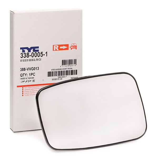 Spoguļstikls, Ārējais atpakaļskata spogulis TYC 338-0005-1 TYC 338-0005-1 Spoguļstikls VOLVO S40 2001