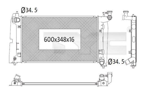 TYC Radiator, motorkjøling 736-1020 Radiator motor TYC Toyota VERSO 736-1020