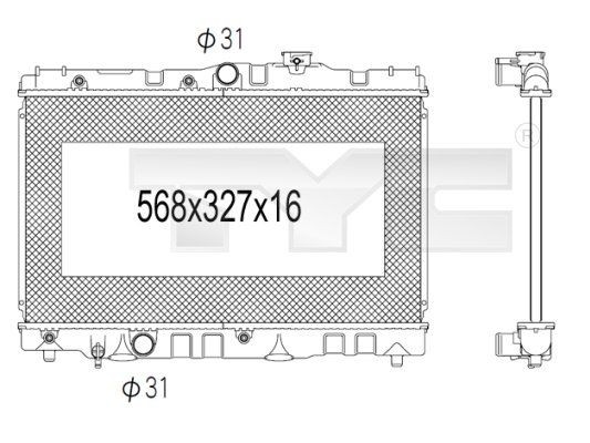 TYC Radiator, motorkjøling 736-1028 Radiator motor TYC VERSO 736-1028 billige