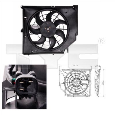 TYC Køleventilator 803-0005 Ventilator til motorkøling TYC Porsche 944 803-0005