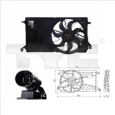 Motoventilateur TYC 820-0001 TYC 820-0001: Ventilateur de refroidissement moteur Mazda 3 2003