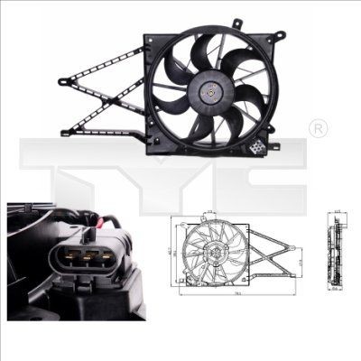 TYC Ventilador de radiador 825-0011 Ventoinha radiador TYC Opel TIGRA 825-0011