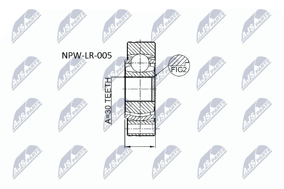 Šarnīru komplekts, Piedziņas vārpsta NTY NPW-LR-005 NTY NPW-LR-005 Pusass šarnīrs LAND ROVER RANGE ROVER 2003