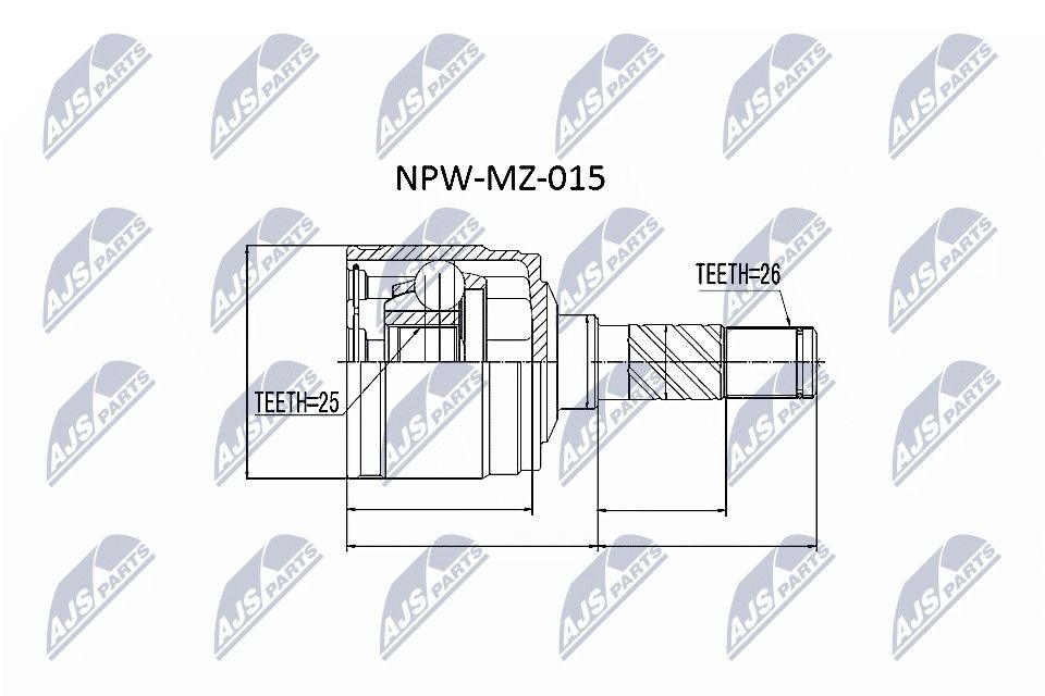 Sada kĺbov hnacieho hriadeľa NTY NPW-MZ-015 NTY NPW-MZ-015: Homokinetický kĺb Ford RANGER 2007