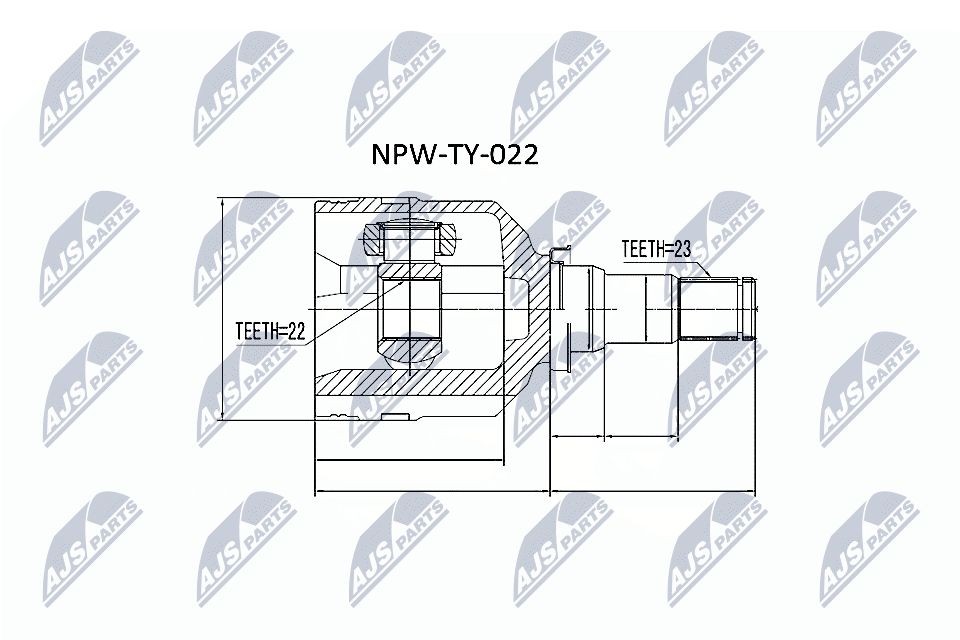 NTY Ledsats, drivaxel NPW-TY-022 NPW-TY-022 NTY drivknut TOYOTA AURIS