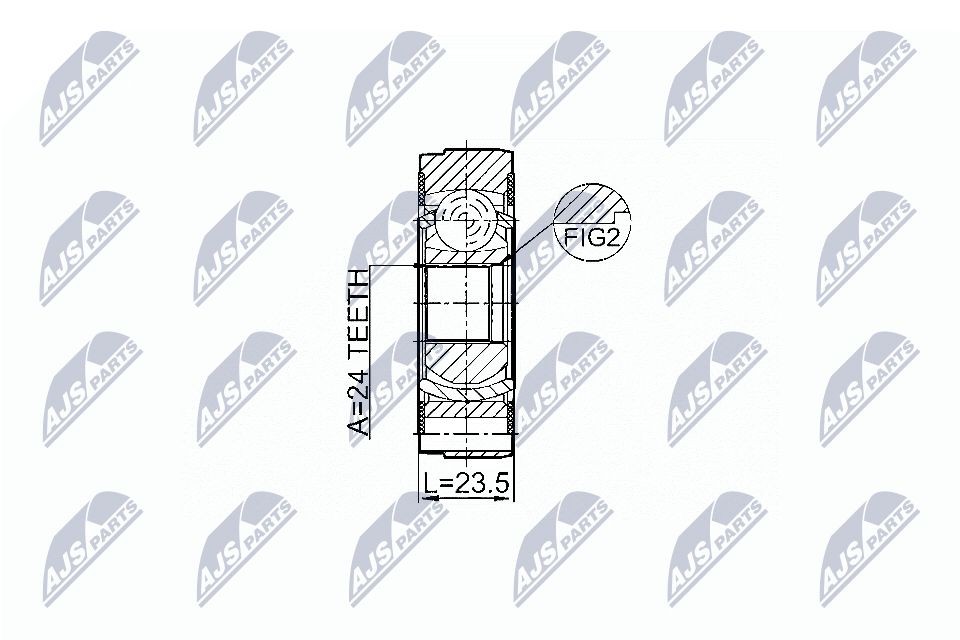 NTY Šarnīrs, Garenvārpsta NPW-VV-004 NTY NPW-VV-004 Šarnīrs garenvārpsta Volvo V70 II par izdevīgu cenu