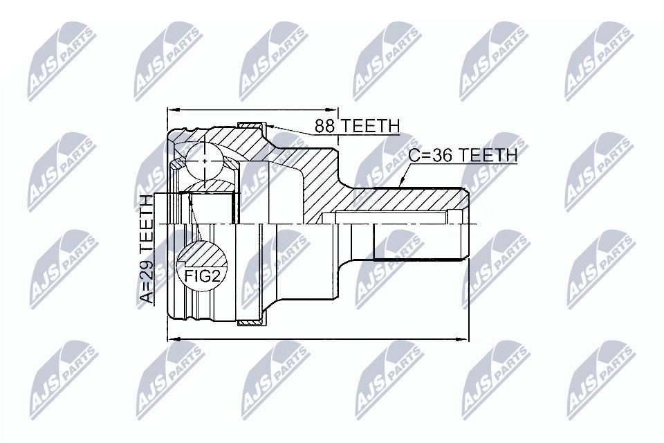 Jeu de joints, arbre de transmission NTY NPZ-FR-046 NTY NPZ-FR-046 Tête de cardan VOLVO V40 Break 2000
