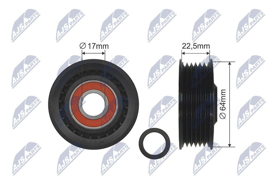 NTY Galet enrouleur de courroie d'accessoire RNK-AU-001 NTY RNK-AU-001 Poulie renvoi transmission courroie trapézoïdale à nervures Jaguar S-TYPE d'origine