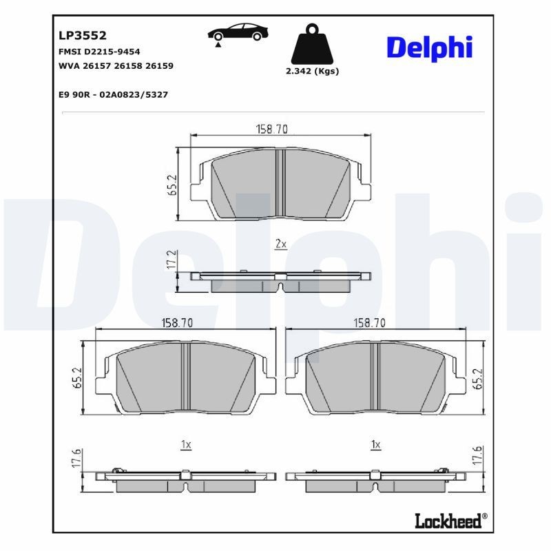DELPHI Bremseklodser LP3552 DELPHI LP3552 Klodser Santa Fe 4 billig