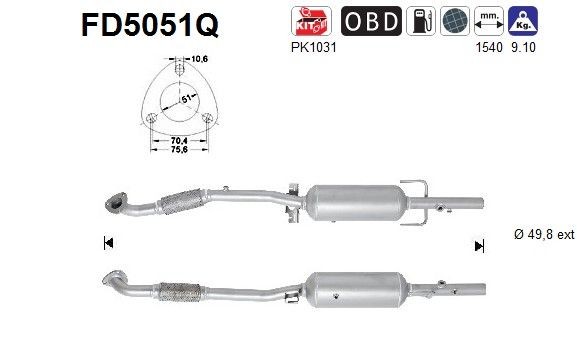 AS Kvēpu filtrs FD5051Q AS FD5051Q Kvēpu filtrs Opel Astra H Caravan cena
