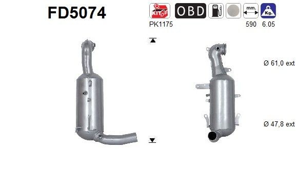 Filtro de partículas AS FD5074 AS FD5074 Filtro de fuligem partículas FIAT PUNTO 2016