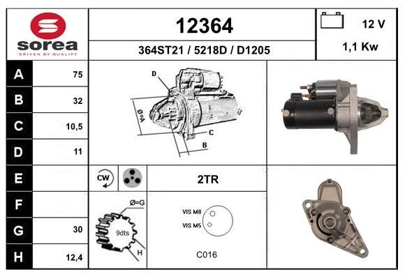 EAI Motorino avviamento 12364 12364 costo Motorino avviamento KIA SPORTAGE EAI