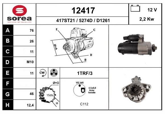EAI Starter 12417 12417 Starter PORSCHE CAYENNE EAI