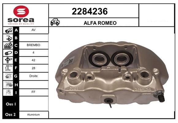 EAI Pinça de travão 2284236 2284236 Pinças de travão ALFA ROMEO 75 EAI