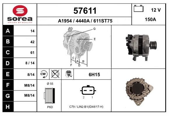 EAI Alternátor 57611 57611 Alternátor RENAULT 25 EAI