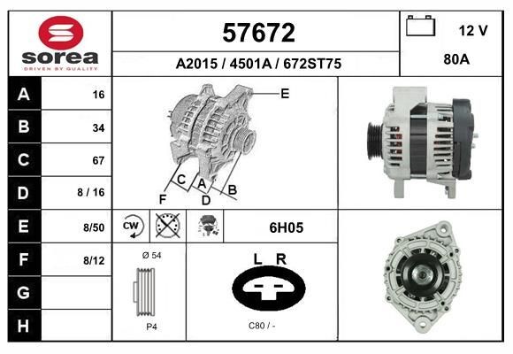EAI Alternatore 57672 57672 costo Alternatore EAI CHEVROLET CRUZE