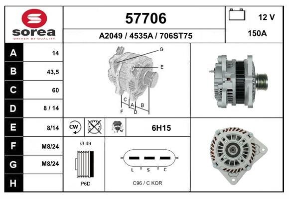 EAI Generator 57706 EAI Dynamo DAIHATSU 57706