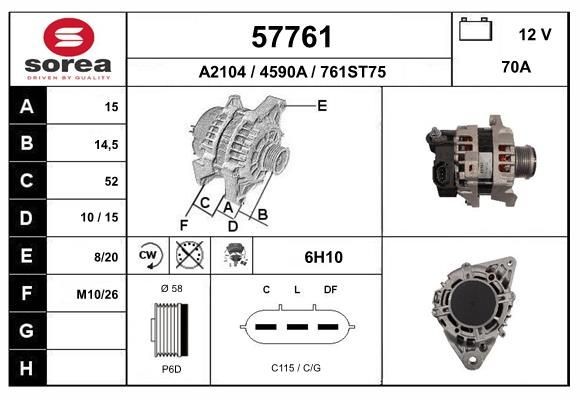 EAI Alternateur 57761 57761 Alternateur EAI HYUNDAI i30