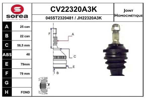 EAI Sada kĺbov hnacieho hriadeľa CV22320A3K Homokinetický kĺb EAI DS3 CV22320A3K lacné