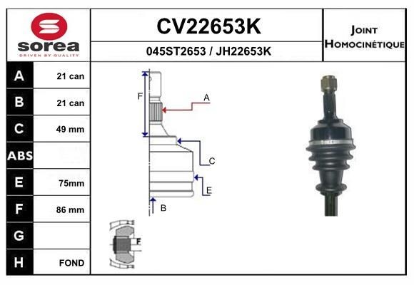 EAI Kit giunti semiasse CV22653K CV22653K Giunto omocinetico EAI PEUGEOT 306 costo