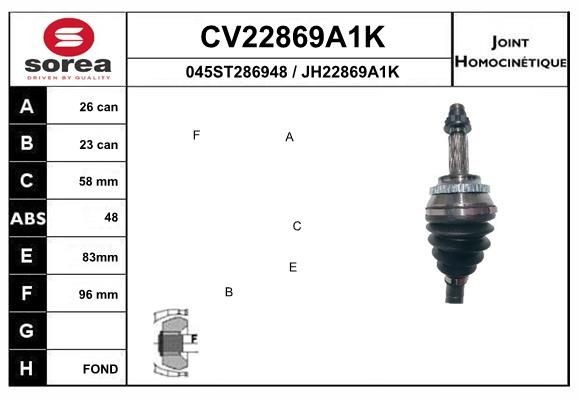 EAI Homokineet reparatie set, aandrijfas CV22869A1K Homokineet EAI CELICA CV22869A1K goedkoop