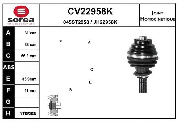 EAI Σετ άρθρωσης, άξονας μετάδ. κίν. CV22958K Σετ αρθρώσεων EAI Σειρά 5 CV22958K φθηνά