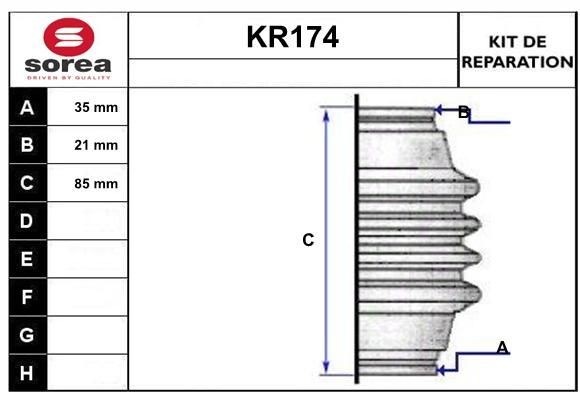 EAI Mansjettsett, drivaksel KR174 EAI Drivakselmansjett ABARTH KR174
