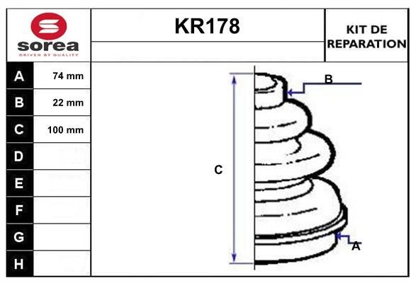 EAI Jeu de joint-soufflet, arbre de commande KR178 KR178 Kit soufflet de cardan PEUGEOT 2008 EAI
