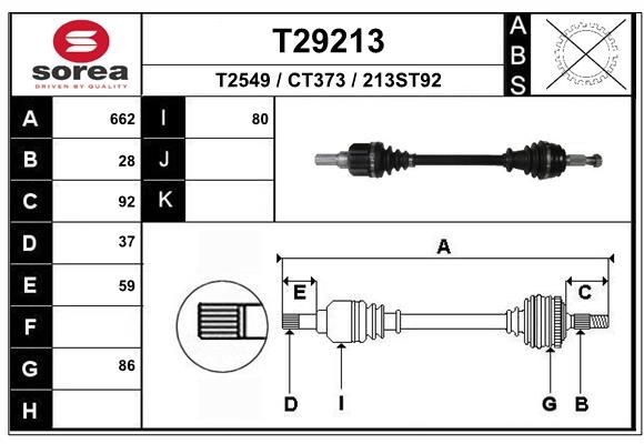 EAI Drive shaft T29213 Citroen C25 EAI drive shaft T29213