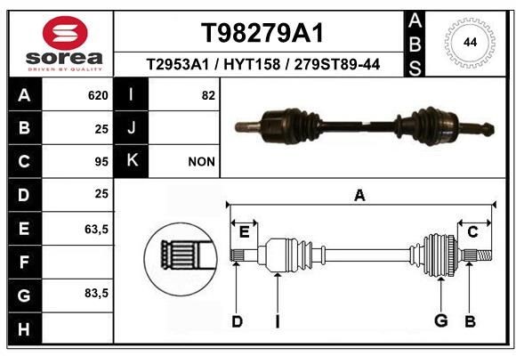 EAI Aandrijfas T98279A1 EAI T98279A1 Aandrijfas Hyundai Accent LC prijs